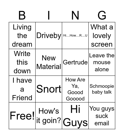 KGS Bingo Card