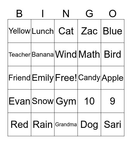 Rosh Hashanah Bingo Card