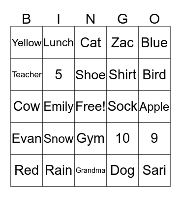 Rosh Hashanah Bingo Card