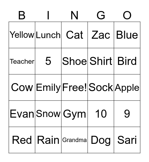 Rosh Hashanah Bingo Card