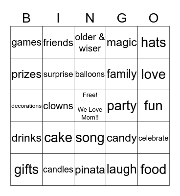 Happy Birthday, Mom!! Bingo Card