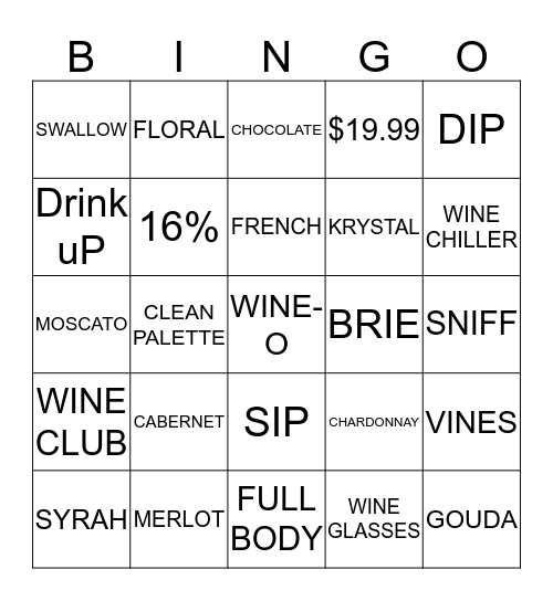 KRYSTLE'S BDAY WINE-O Bingo Card