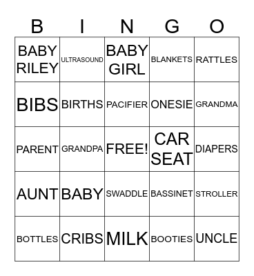 BABY SHOWER Bingo Card