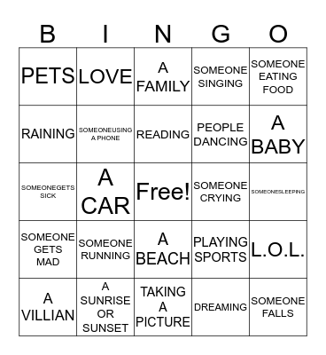 MOVIE BINGO! Bingo Card