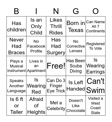 SPCH 1311 BINGO Card