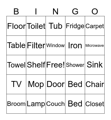 Housekeeping BINGO! Bingo Card