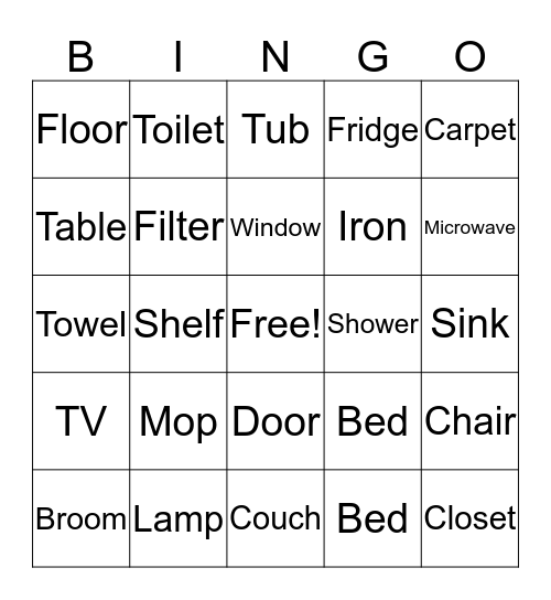 Housekeeping BINGO! Bingo Card
