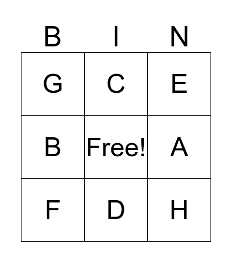 Alphabet Bingo Card