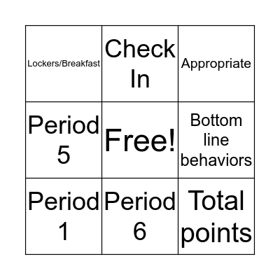 Point sheet Bingo Card
