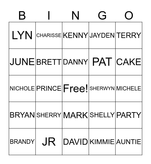 SHERRY BIRTHDAY BINGO Card