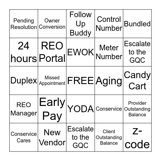 ACTIVATIONS BINGO Card