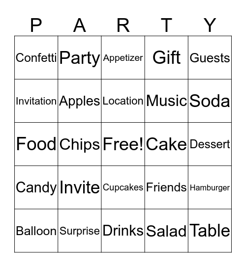 Party Bingo Card