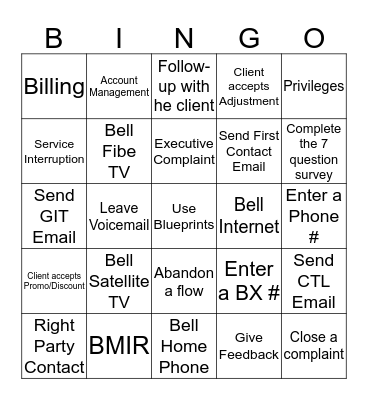 Blueprint Bingo Card
