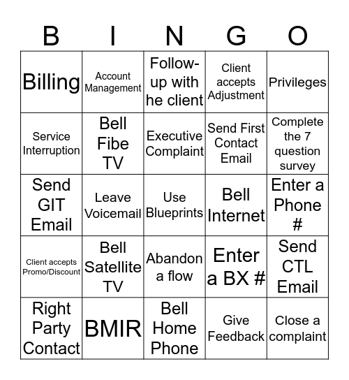 Blueprint Bingo Card
