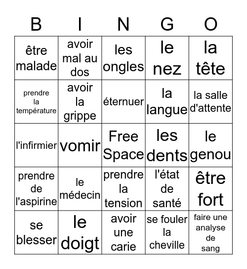 French III Unité 1 Bingo Card