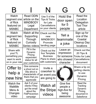 Onboarding Bingo - September Bingo Card