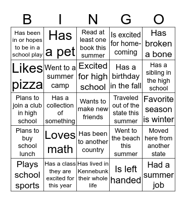 Find-a-Friend BINGO Card