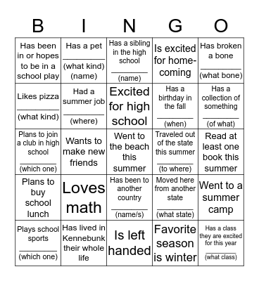Find-a-Friend BINGO Card