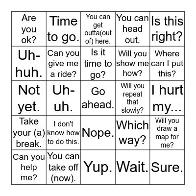 useful phrases for work 1 Bingo Card