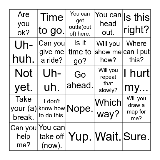 useful phrases for work 1 Bingo Card
