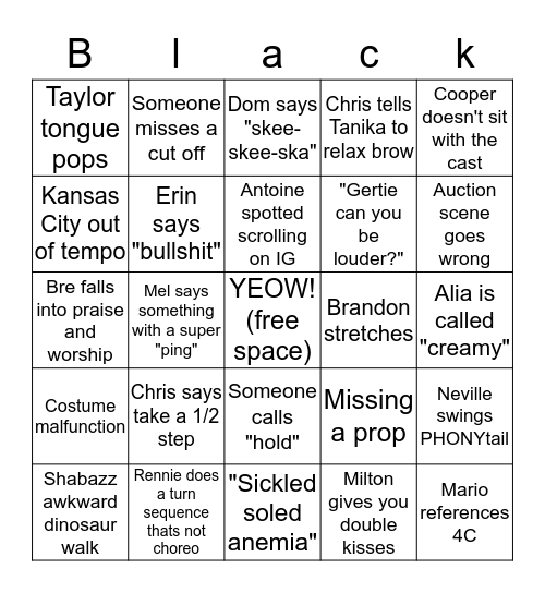 BLACKLAHOMA! Bingo Card