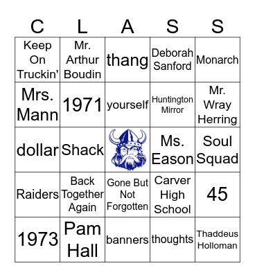 LSCHHS Graduates of 1973 Bingo Card
