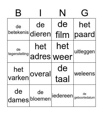 Thema 8 Bingo Card