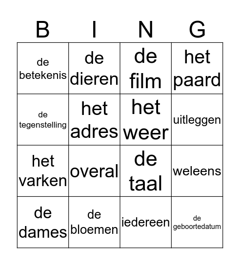 Thema 8 Bingo Card