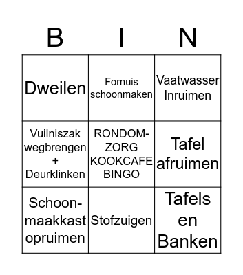 Schoonmaak Bingo Card