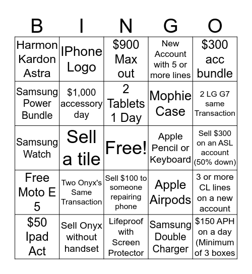 Sprint Bingo Card