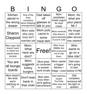 Family Bingo Card