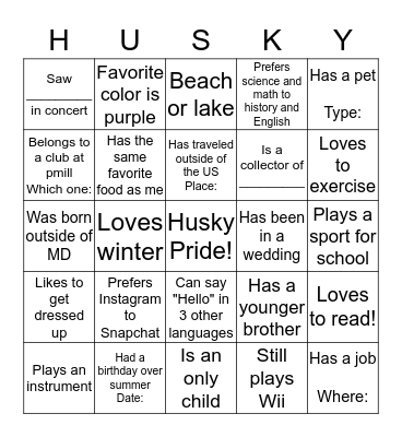 Patterson Mill Human Bingo Card