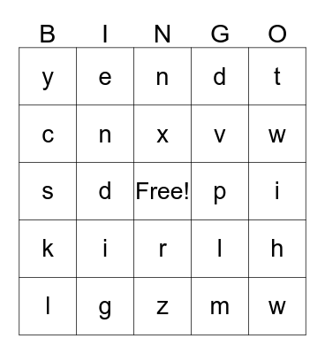 ABC Bingo Card