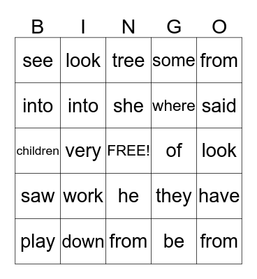 Phonics for Reading Lesson #22-25 Bingo Card