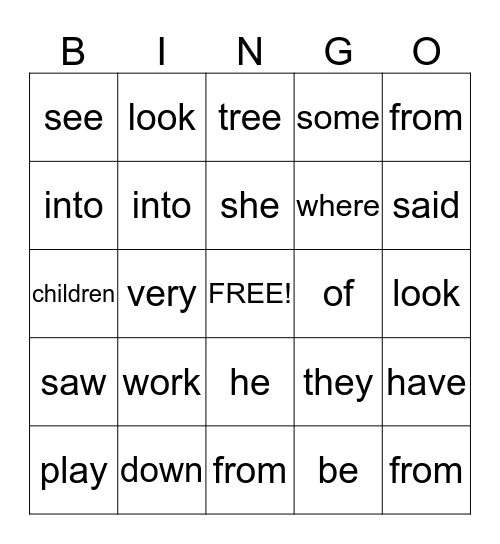 Phonics for Reading Lesson #22-25 Bingo Card