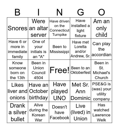 Birthday Bingo Card