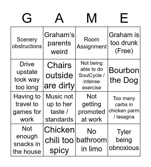 Game! Bingo Card