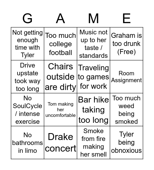 Game! Bingo Card