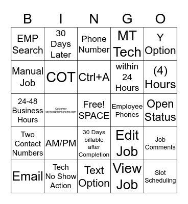 Do You have an appointment?  Bingo Card