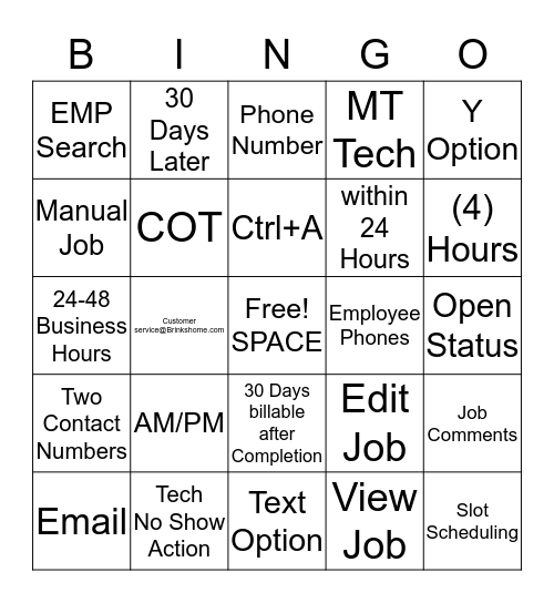 Do You have an appointment?  Bingo Card