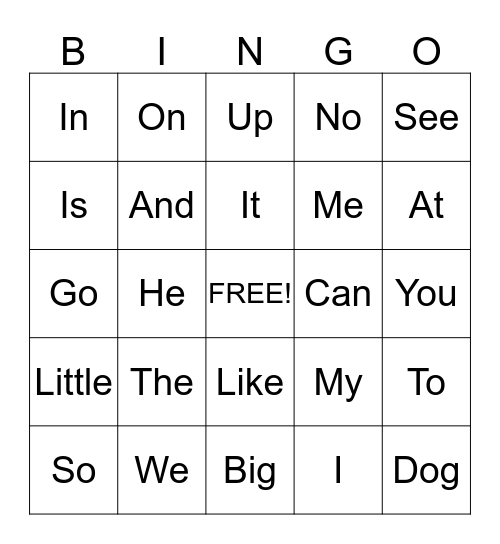 Jon-Evan Sight Words (1) Bingo Card