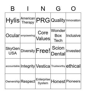 Team Go-Getters Bingo Card