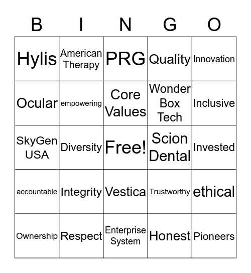 Team Go-Getters Bingo Card