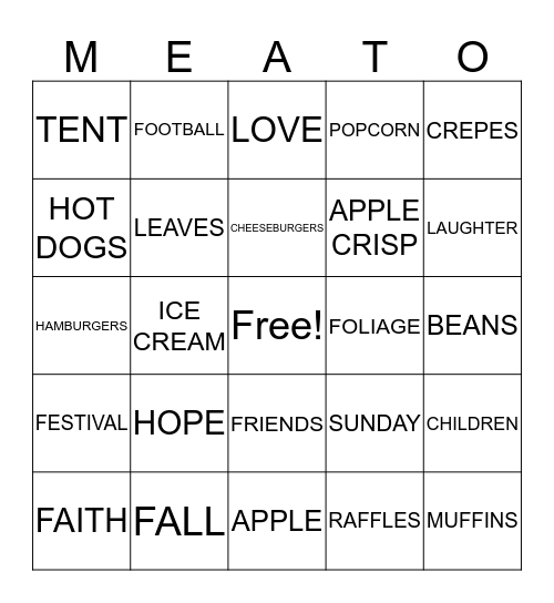APPLE FESTIVAL 2019 Bingo Card