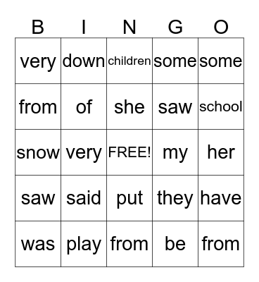 Phonics for Reading Lesson #26-30 Bingo Card