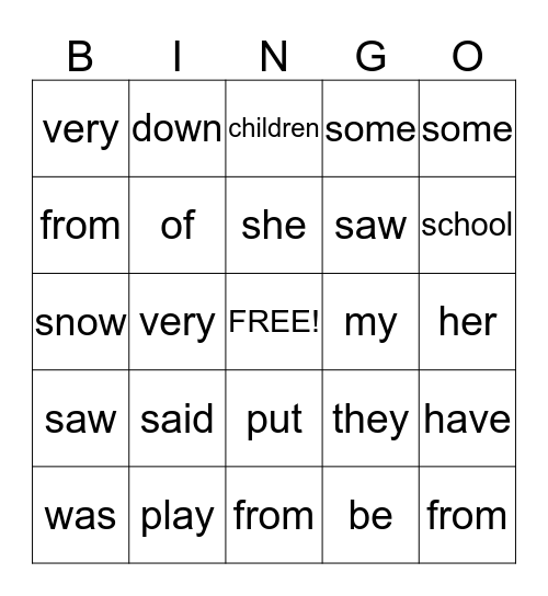 Phonics for Reading Lesson #26-30 Bingo Card