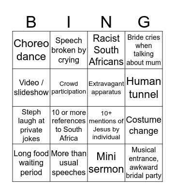 Steph & Avi bingo Card