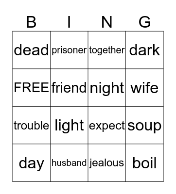 Why the Bat Flies by Night  Bingo Card