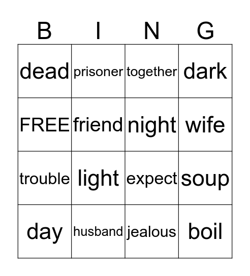 Why the Bat Flies by Night  Bingo Card