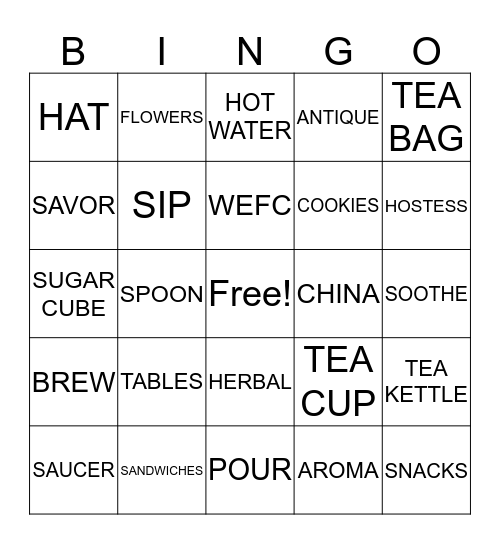 TEA PARTY Bingo Card